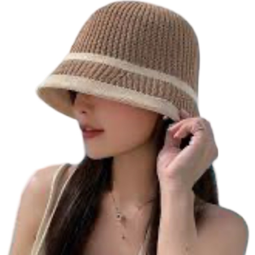 Vintage Inspired Women’s Tan Knit Bucket Hat